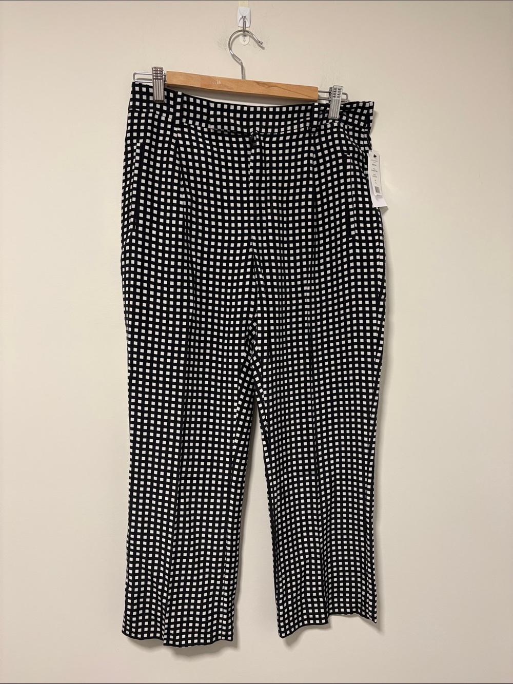 NWT Equipment Black & White Silk Checkered Grid Trousers